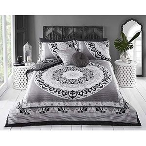 Sleepdown Beddengoedset voor tweepersoonsbed, katoen, zeer zacht en onderhoudsvriendelijk, motief: kasjmier, zwart en grijs, afmetingen: 220 x 260 cm + 2 kussenslopen, verschillende kleuren