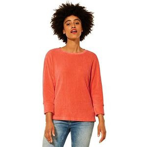 Street One Dames Cord T-Shirt, Sunset Coral
