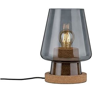 Paulmann Neordic Iben tafellamp, 1 x 20 W, voor E27-lampen, rookglas 230 V, glas en kurk, zonder lamp 79736