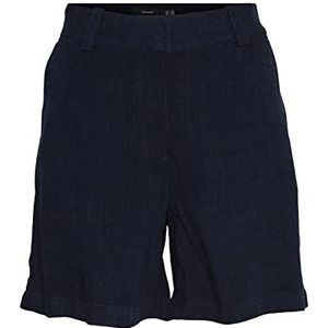 Vero Moda Women's Vmheraver Mr Long Linen Shorts, Blazer bleu marine, L