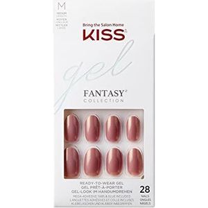 KISS Gel Fantasy Collection Manicureset om op te plakken, Kon'Nichiwa, lange vierkante kunstnagels met 28 kunstnagels, lijm, nagelvijl en manicurestift