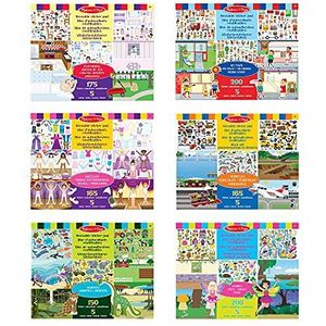 Melissa & Doug 6 herbruikbare stickerblokken – Playhouse, kleding jurk, habitats, stadsvoertuigen en sprookjes, activiteitenblok, stickerboek, 3+, cadeaus voor jongens of meisjes