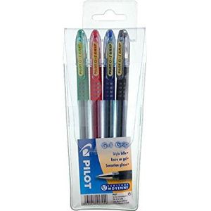 Pilot - G-1 Grip gelroller, 4 stuks, zwart/blauw/rood/groen, middelste punt