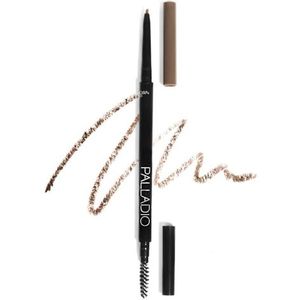 Palladio Beauty Brow Definer wenkbrauwstift, middelbruin, ultra-nauwkeurig met lange prestaties, Spooley penseel mengen de kleuren voor een natuurlijke afwerking, geen wenkbrauwpuntenslijper nodig