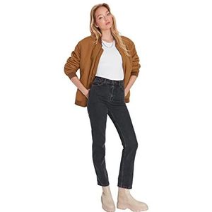TRENDYOL Trendyol Heren Jeans met hoge taille en uitlopende bootcut snit damesjeans (1 stuk), Antraciet