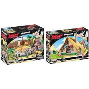 Playmobil 70931 Asterix: The Banquet du Village - Asterix - Gallisch Avontuur 5 jaar en ouder & 70932 Asterix: De hut van Abraracourcix- Asterix - Asterix - Gallisch Avontuur
