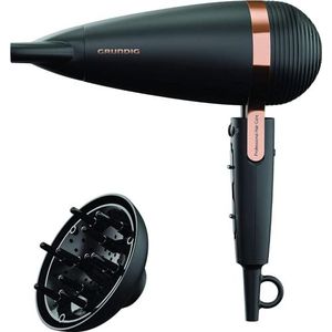 GRUNDIG Naturashine HD 8080 Sèche-cheveux avec fonction ionique, 2 buses de coiffage, 2300 W, 3 niveaux de température et 2 niveaux de flux d'air, niveau froid, capteur Smart On/Off, câble de 3 m,