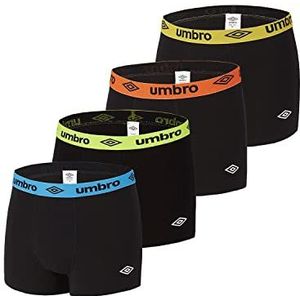 UMBRO caleçon heren boxershorts, katoen, effen, 4 stuks, zwart.