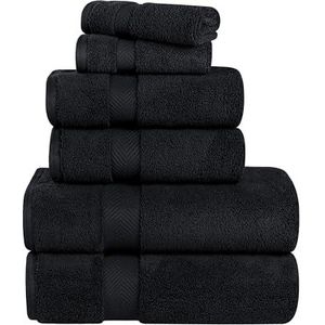 Superior Badhanddoek, super zacht, absorberend, van katoen, zwart, 2 stuks