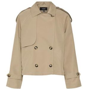 VERO MODA Vmchloe Noos Trenchcoat voor dames, kort, Lichtgrijs