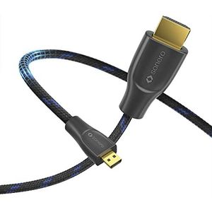 Sonero® Premium High Speed kabel Micro HDMI naar HDMI 4K, Micro HDMI D stekker naar HDMI A stekker, vergulde contacten, dubbele afscherming, textielmantel, 1,00 m