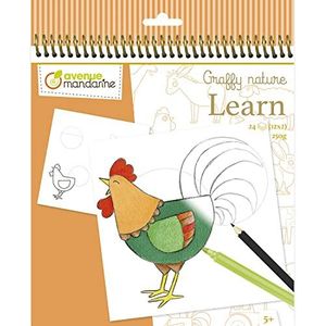 Avenue Mandarine - Een spiraalvormig tekenboek om te leren tekenen - stevig thema - 24 tekeningen om te reproduceren (12 ontwerpen x2) - papier 250g - vanaf 5 jaar - GY149C Graffy Learn