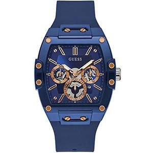 Guess US Multifunctioneel herenhorloge van siliconen, roségoud, blauw, roségoud, één maat, kwartshorloge