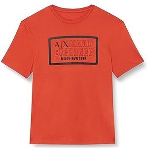 Armani Exchange T-shirt à col rond pour homme, coupe droite, en coton Pima, Orange, XS