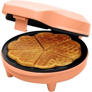 Bestron Wafelijzer - Hartwafels - 700 Watt - Oranje