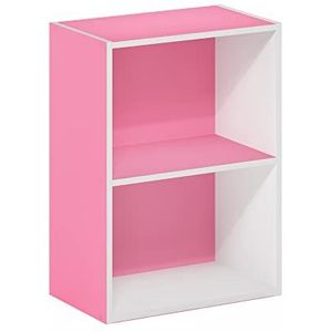 Furinno Luder Boekenkast met 2 verdiepingen, roze/wit