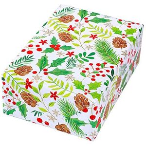 Vermont kerstcadeaupapier 50 cm x 50 m gouden sterren met kerstmotieven op hoogwaardig 90 g/m² papier.