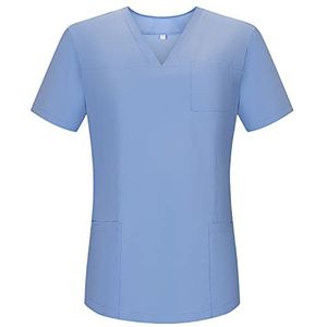 Misemiya - Werkkleding, elastisch, voor dames, korte mouwen, klinisch uniform, hotelreiniging, Ref.G718, lichtblauw 68, M, lichtblauw 68