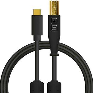 Dj Techtools Chroma Premium USB 2.0 USB-C kabel zwart (vergulde USB-contacten, ferrietkern, 1,5 m lang, adapterkabel, geïntegreerde klittenbandkabelbinders), zwart
