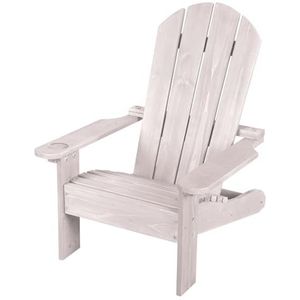 roba Adirondack Kinderstoel met bekerhouder, 1-zits belastbaar tot 50 kg, stoel van hout, grijs, weerbestendig, met armleuningen en schuine rugleuning, grijs
