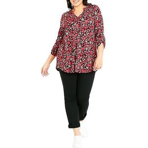 EVANS Chemise grande taille en jersey imprimé pour femme, Rouge, 44 Grande taille