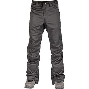 L1 Skinny Twill'20 snowboardbroek voor heren, skinny fit, 2-laagse broek in denim-stijl met veterriem, zwart.