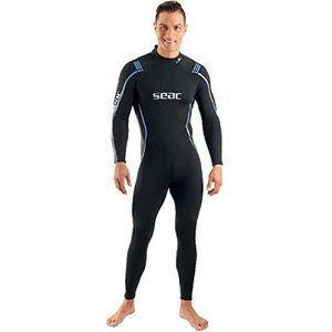 SEAC Feel 3 mm ultra elastisch neopreen overall met ritssluiting voor duiken, snorkelen en snorkelen voor heren, zwart, XL