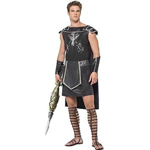 Smiffys Schaduw Gladiator kostuum voor heren met tuniek en manchetten, zwart, maat M