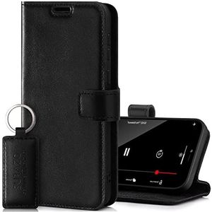 SURAZO Samsung Galaxy A53 5G 4G Hoesje, premium echt leer, portefeuille, case, flip cover, beschermhoes, met standaardfunctie, kaartenvak, RFID-bescherming, handgemaakte leren hoes (osta zwart)