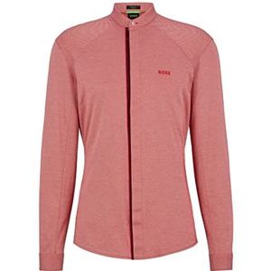 BOSS BLOCKY R overhemd voor heren, met open kraag, regular fit, katoen-piqué medium rood, L, medium rood