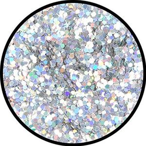 Eulenspiegel 906972 - holografische sieraden glitter zilver (grof), 6 g, carnaval, Halloween, themafeest