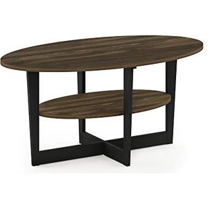 FURINNO Ovale salontafel, bewerkt hout, Colombia-walnoot/zwart, 1 stuk