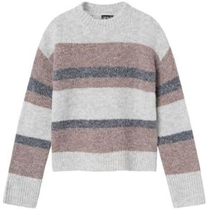 NAME IT Nlfnedgi Ls Pull en tricot court pour fille, Mocha Meringue/détail : multicolore, 146-152