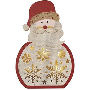 EMOS Kerstman van hout, 5 warmwitte leds, kerstdecoratie, IP20 voor binnen, werkt op batterijen (2 x AAA), levensduur van 10.000 uur, 6/18 uur timer, 0,3 W, 20 x 30 cm