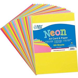 Baker Ross FE485 - A4 papier en karton, 102 stuks, heldere kleuren, voor kinderen, doe-het-zelf