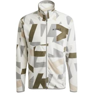 adidas Homme Terrex Multi Printed Full Zip Fleece Jacket, Grey One/Olive Strata, S