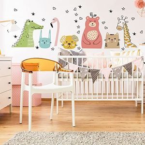 Muursticker kinderen - decoratie babykamer - muursticker kinderkamer - muurstickers dieren boodschappers van de liefde - H60xL90cm