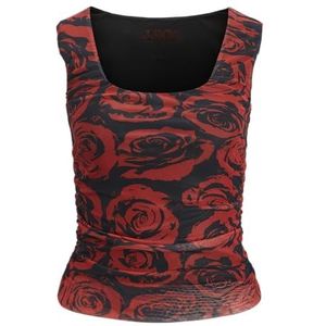 JACK & JONES Jxrosa Saga Sl Rev Mesh Top Wvn Tanktop voor dames, Rood (Fiery Red)