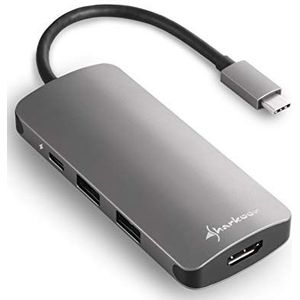Sharkoon USB 3.0 type C multiport adapter grijs
