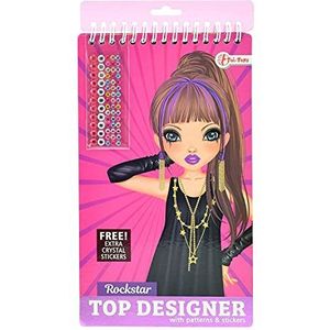 Toi-Toys Top designer Rockstar schetsboek - Fashion knutselboek met strass, sjablonen en stickers - vanaf 6 jaar