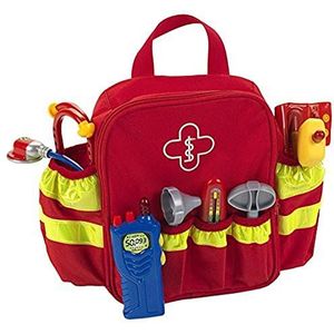 Theo Klein 4317 reddingsrugzak I Doctor met veel accessoires voor rollenspellen, walkietalkie, bloeddrukmeter enz. I speelgoed voor kinderen vanaf 3 jaar, Rood