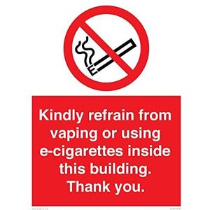 Voorkom dat u in dit gebouw stoom of het gebruik van e-sigaretten in dit gebouw bedankt. Schild - 300 x 400 m...