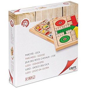 Cayro - Ludo en Gans - + 5 jaar - houten model - gezelschapsspel voor kinderen en volwassenen - met omkeerbaar dienblad - Family Fun - 2 tot 4 spelers