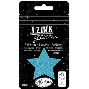 Aladine - Izink Glitter Pailettes hemelsblauw turquoise 60 ml - glinsterende decoratieve glitter - hersluitbare zak - decoratieve pailletten voor carterie decoratie verjaardag Kerstmis feesten - 80954
