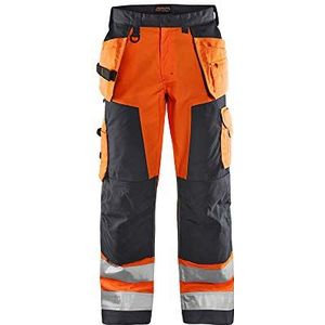 Blaklader Handwerker werkbroek met hoge schroef, maat C60, oranje/groen, 156818115349C60, Hoge zichtbaarheid, oranje, groen.