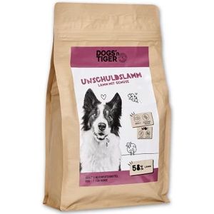 Dogs'n Tiger - Onschuldig lam - Droogvoer voor volwassen honden - monoproteïne - 58% vlees - geschikt voor mensen met een allergie - suiker- en graanvrij (lam met groenten) - 1 x 12 kg
