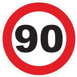 Sticker Snelheidsbegrenzing, rode cirkel, tractor, zwaargewicht, snelheidsbegrenzing, vrachtwagen, 90 km/u, zelfklevend, 20 cm diameter