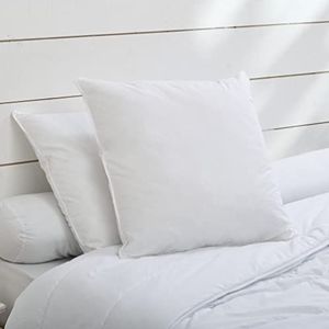 Bleu Câlin Set van 2 vierkante kussens, traagschuim en polyestervezel, katoen, wit, 65 x 65 cm