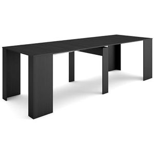 Skraut Home Uittrekbare consoletafel, meubelconsole, 260, voor 12 personen, eettafel, moderne stijl, zwart