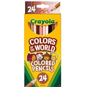 Crayola Colours of The World - Set met 24 houten kleurpotloden, verschillende huidkleuren, voor de wereld, leeftijd: vanaf 3 jaar